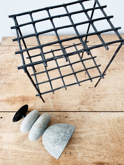 Brutalist Style Iron Grid Shelf