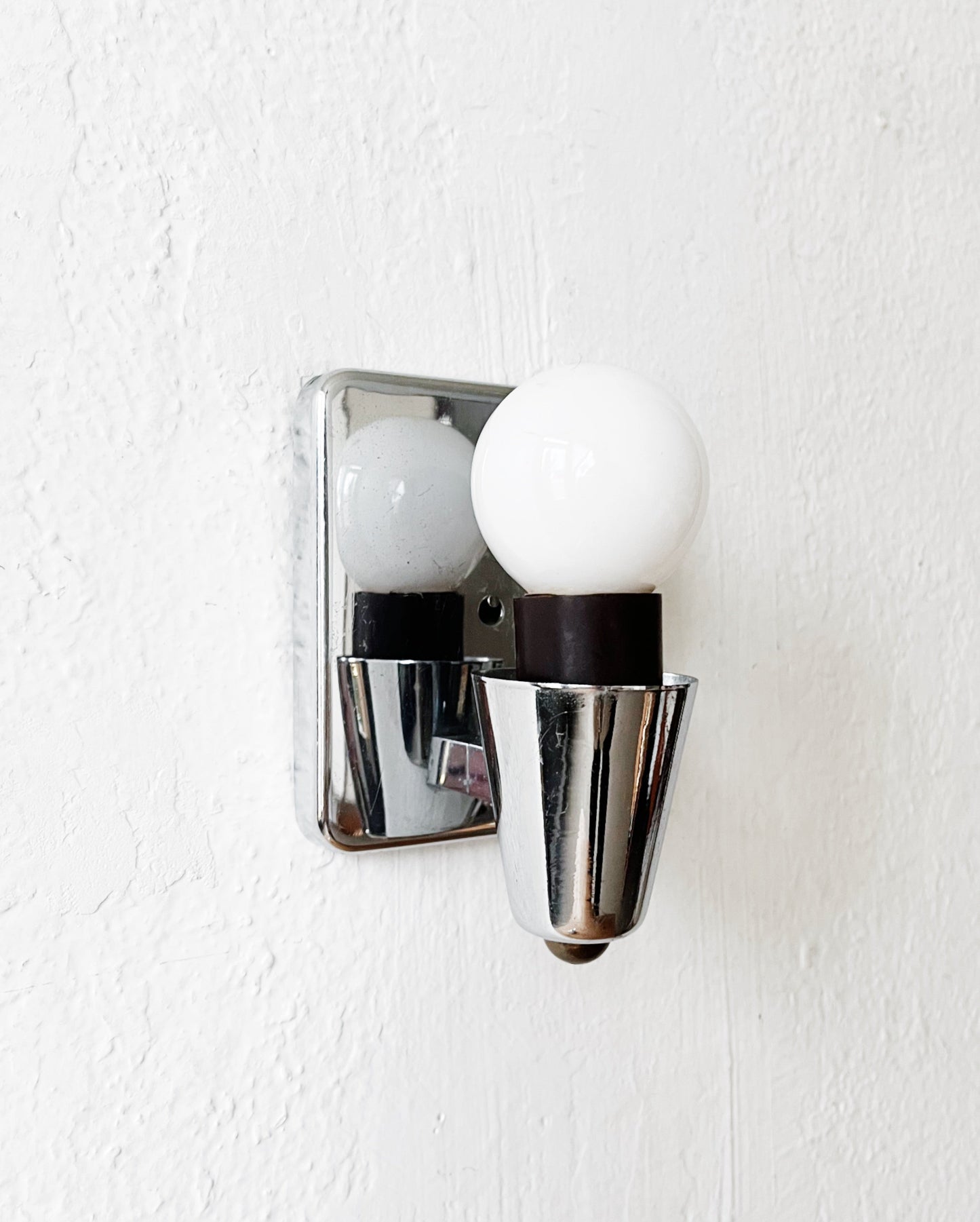 Pair Art Deco Revival Chrome Sconces