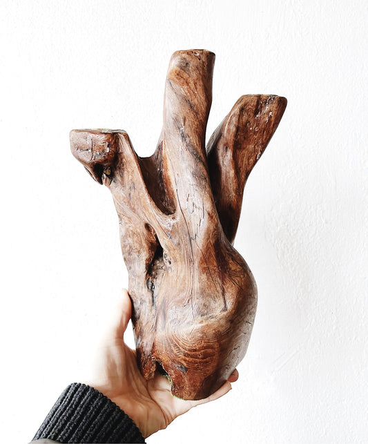 Vintage Burl Wood Candelabra