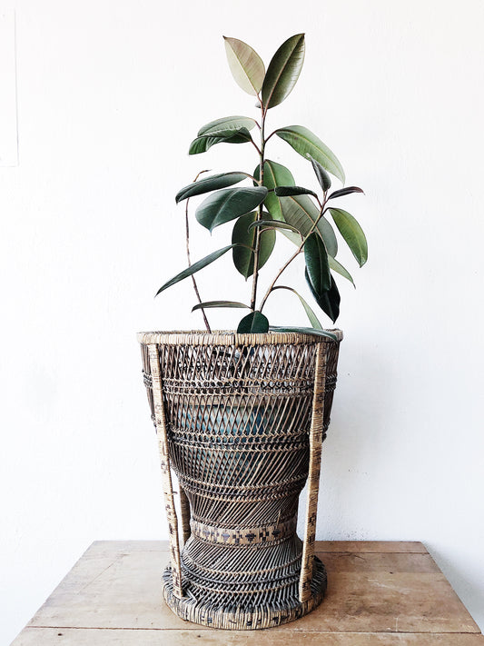 Vintage Woven Floor Planter