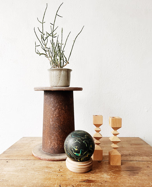 Carved Wood Candle Sticks