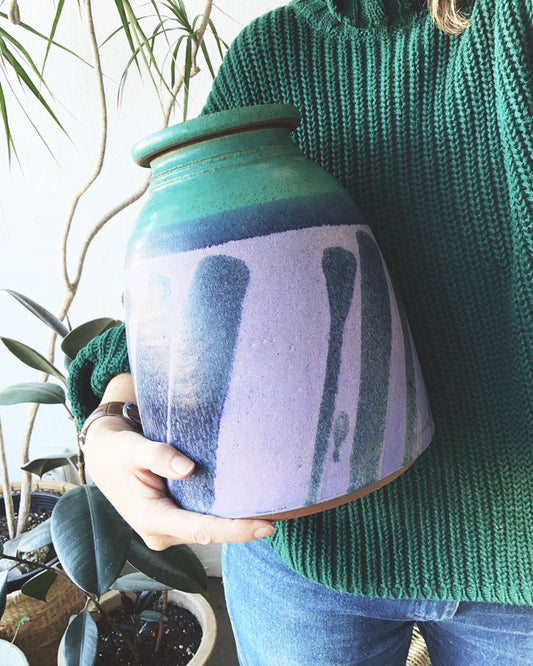 Large Lidded Stoneware Pottery