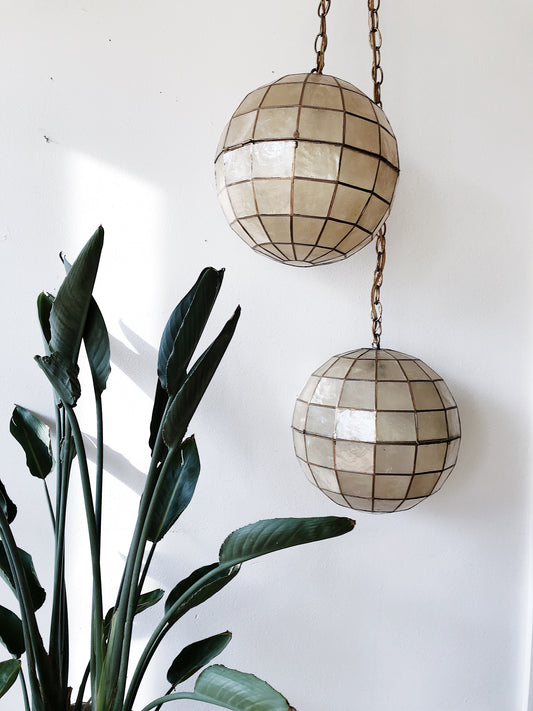 Vintage Capiz Globe Pendant Lamps