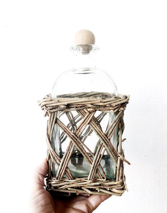 Vintage Blown Glass Carboy and Carrier