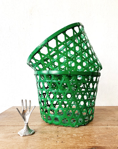 Vintage Open Weave Bamboo Basket