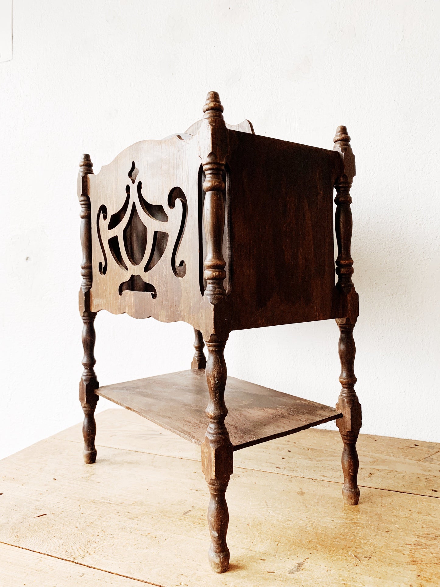 Antique Eastlake Wood Magazine or Record Stand
