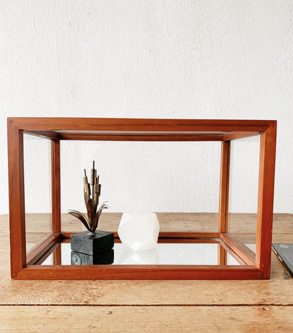 Wood and Glass Terrarium With Vintage Book