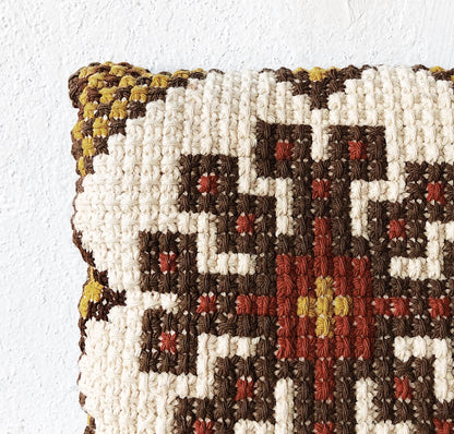 Vintage Cross Stitched Folk Pillow