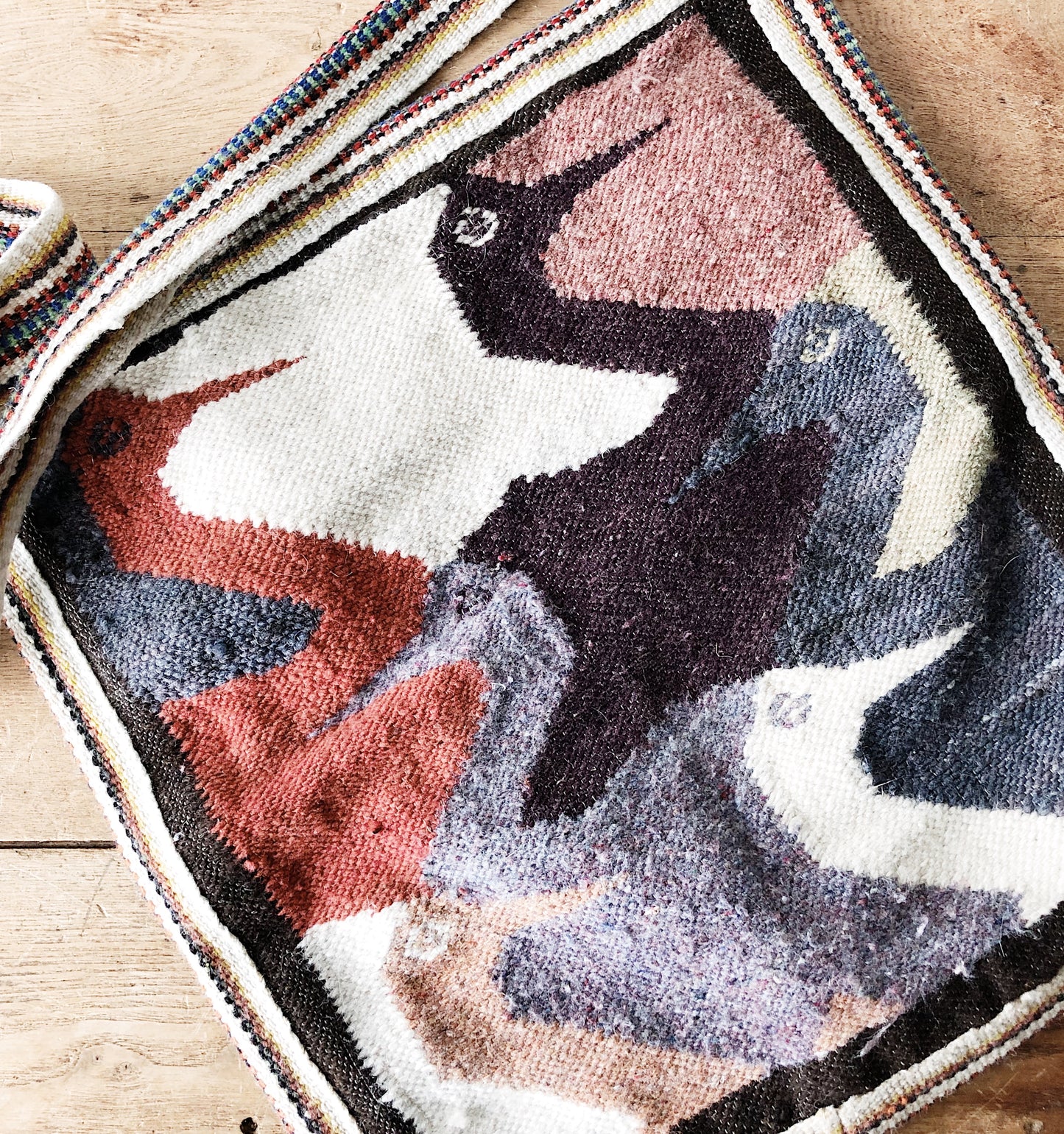Vintage Peruvian Folk Wool Tote