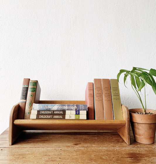 Vintage Wood Table Top Book Rack