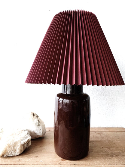 Vintage Ceramic Lamp with Pleated Shade