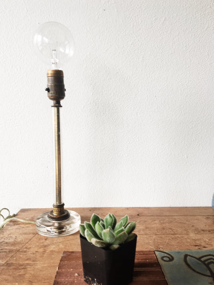Antique Glass and Brass Lamp