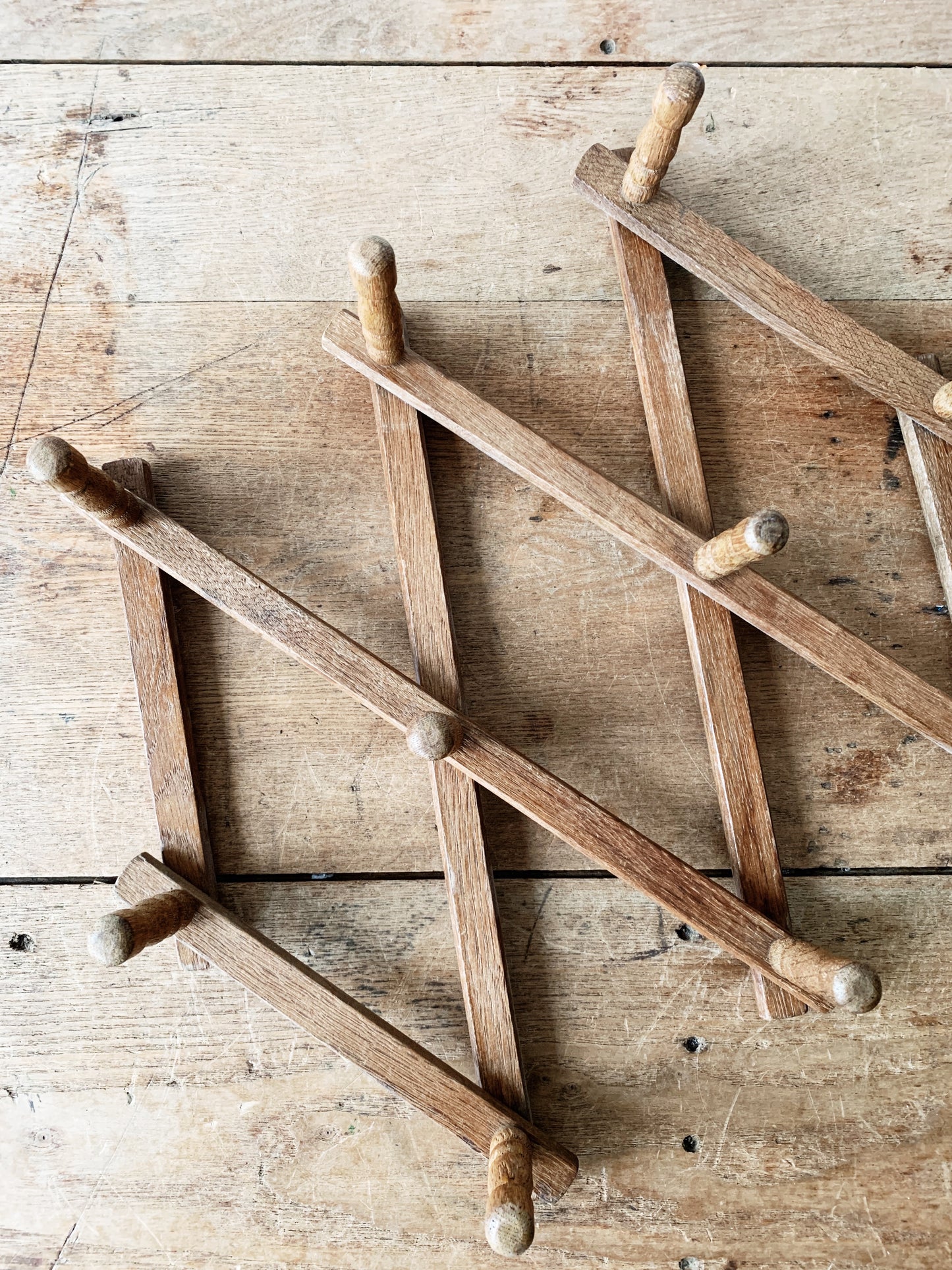 Vintage Wood Expanding Peg Rack