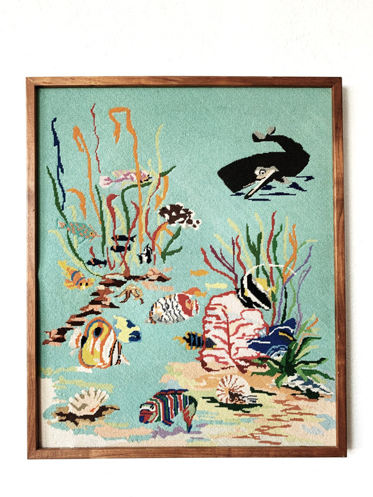 Large Vintage Framed Needlepoint