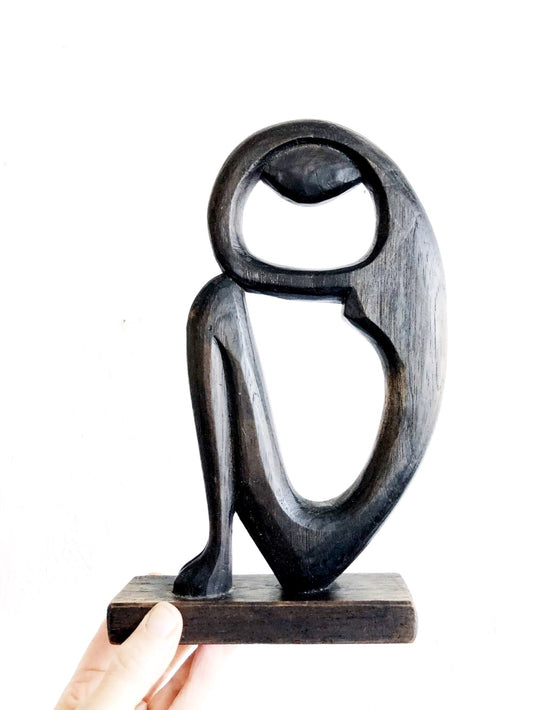 Modernist Carved Wood Sculpture