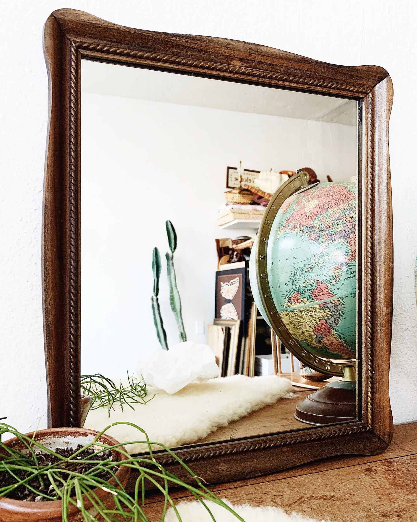 Vintage Wood Framed Mirror