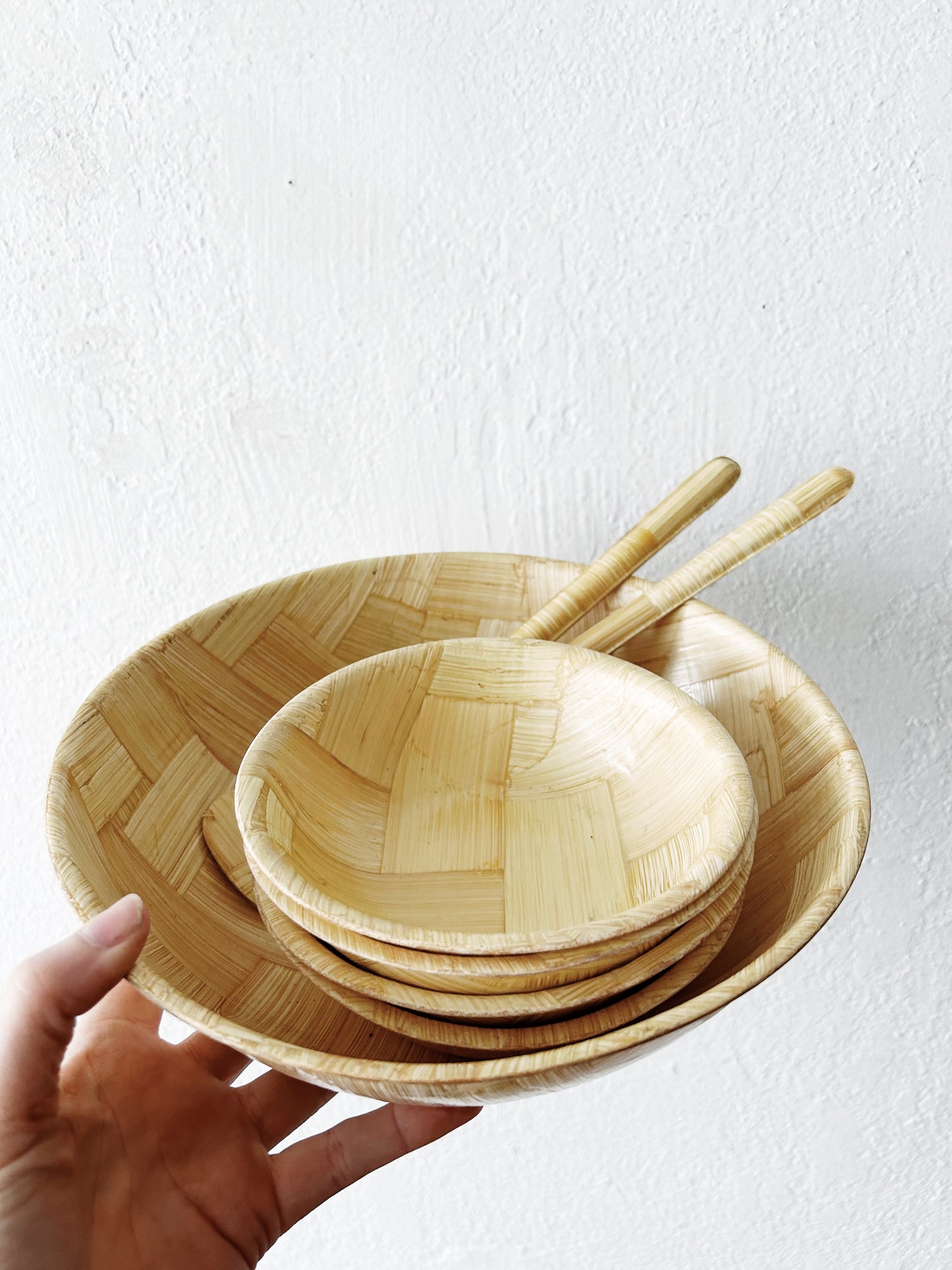 Vintage Bamboo Salad Set