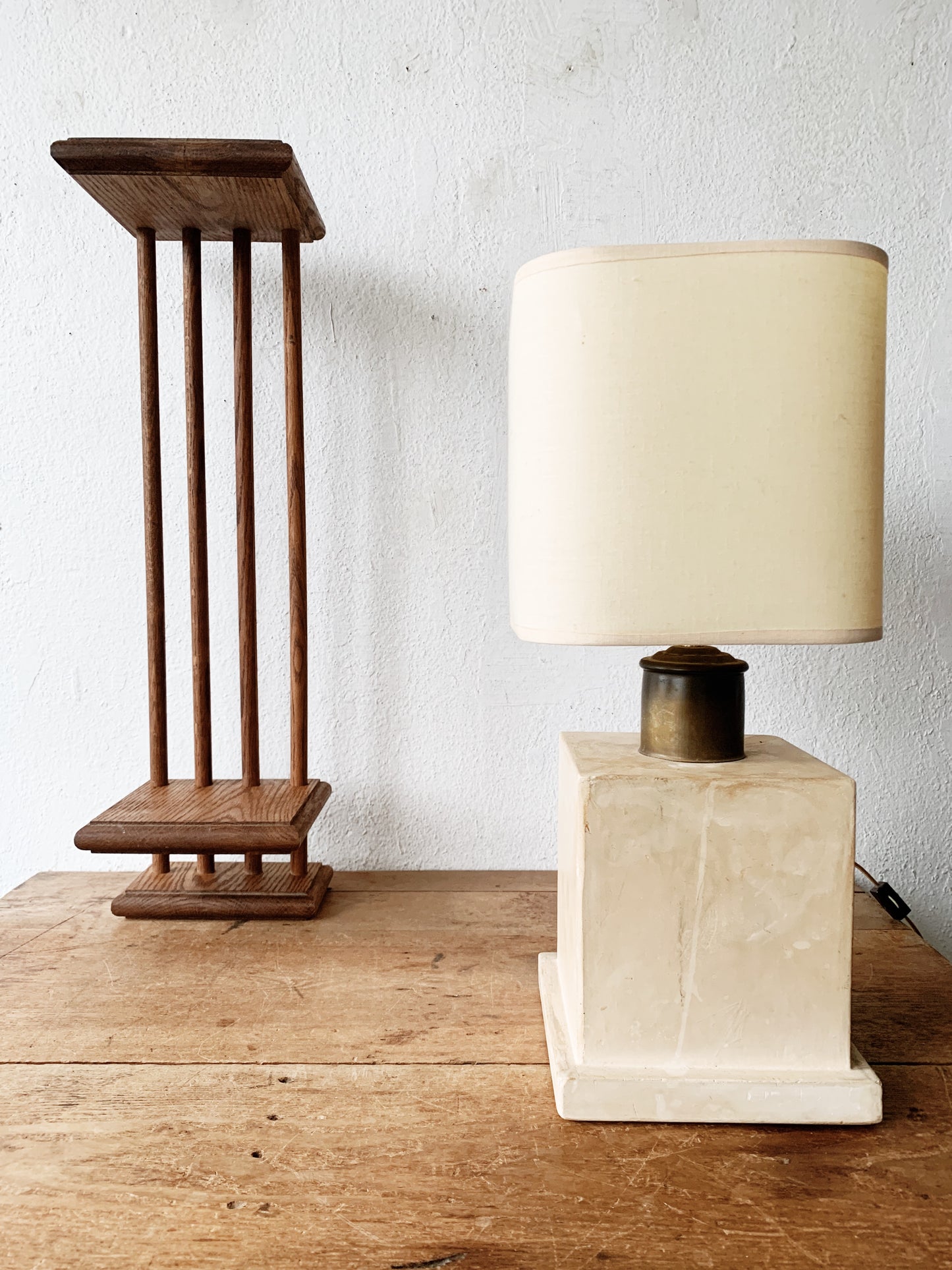 Vintage Handmade Pottery Lamp with Shade