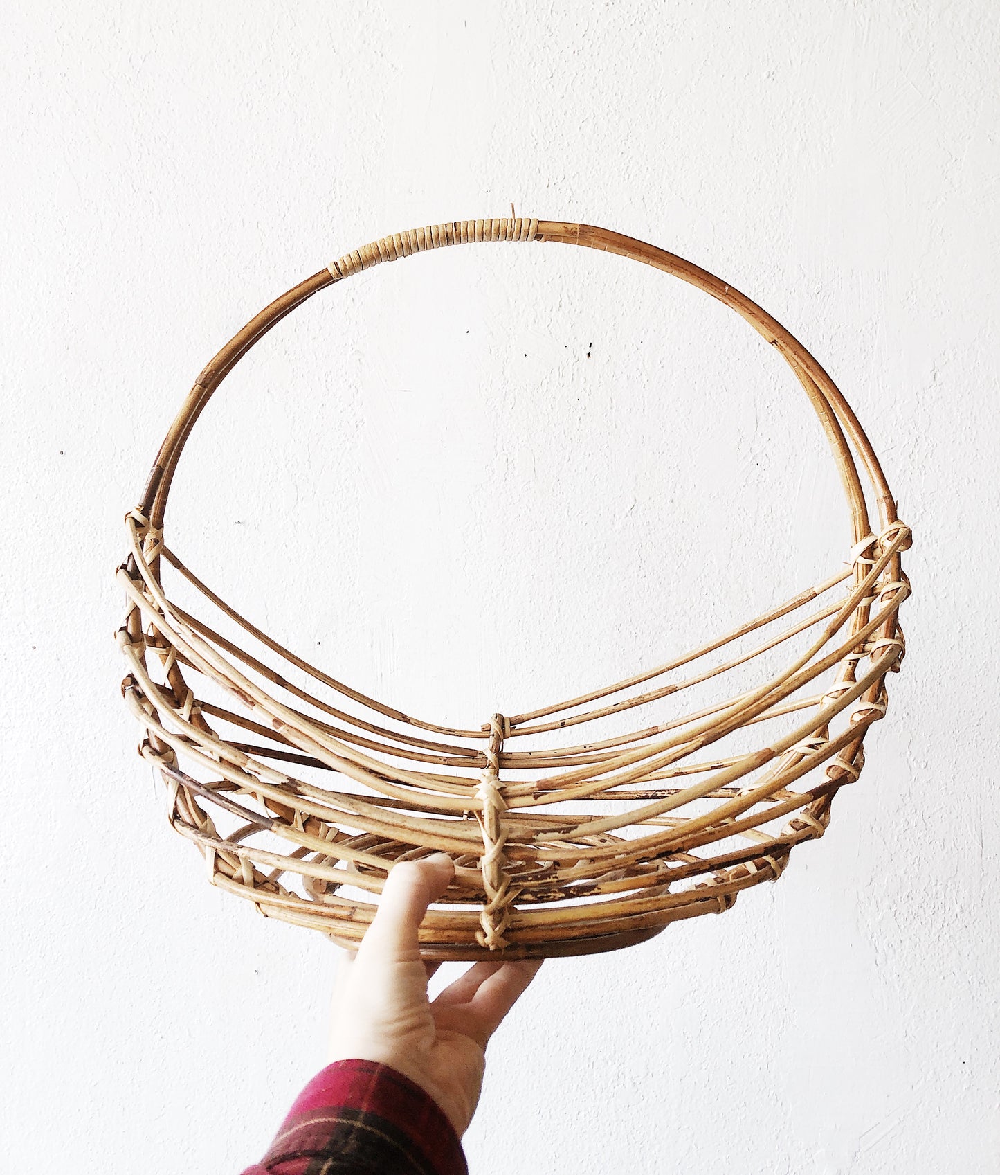 Vintage Bamboo Gathering Basket