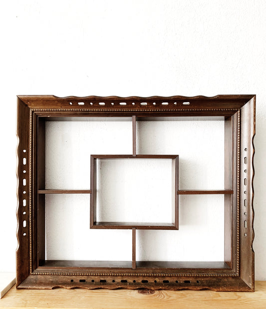 Large Mid Century Wood Curio Shelf