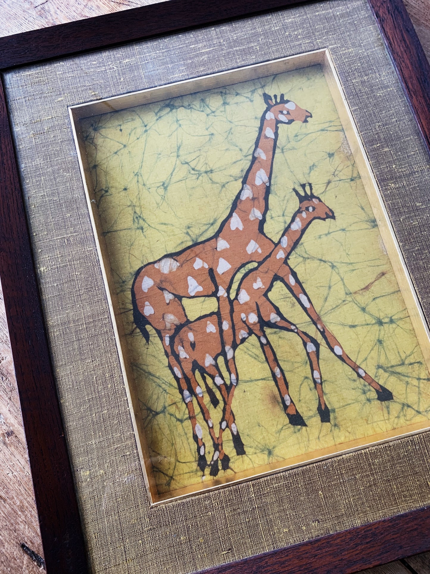 Mid Century Framed Batik Art
