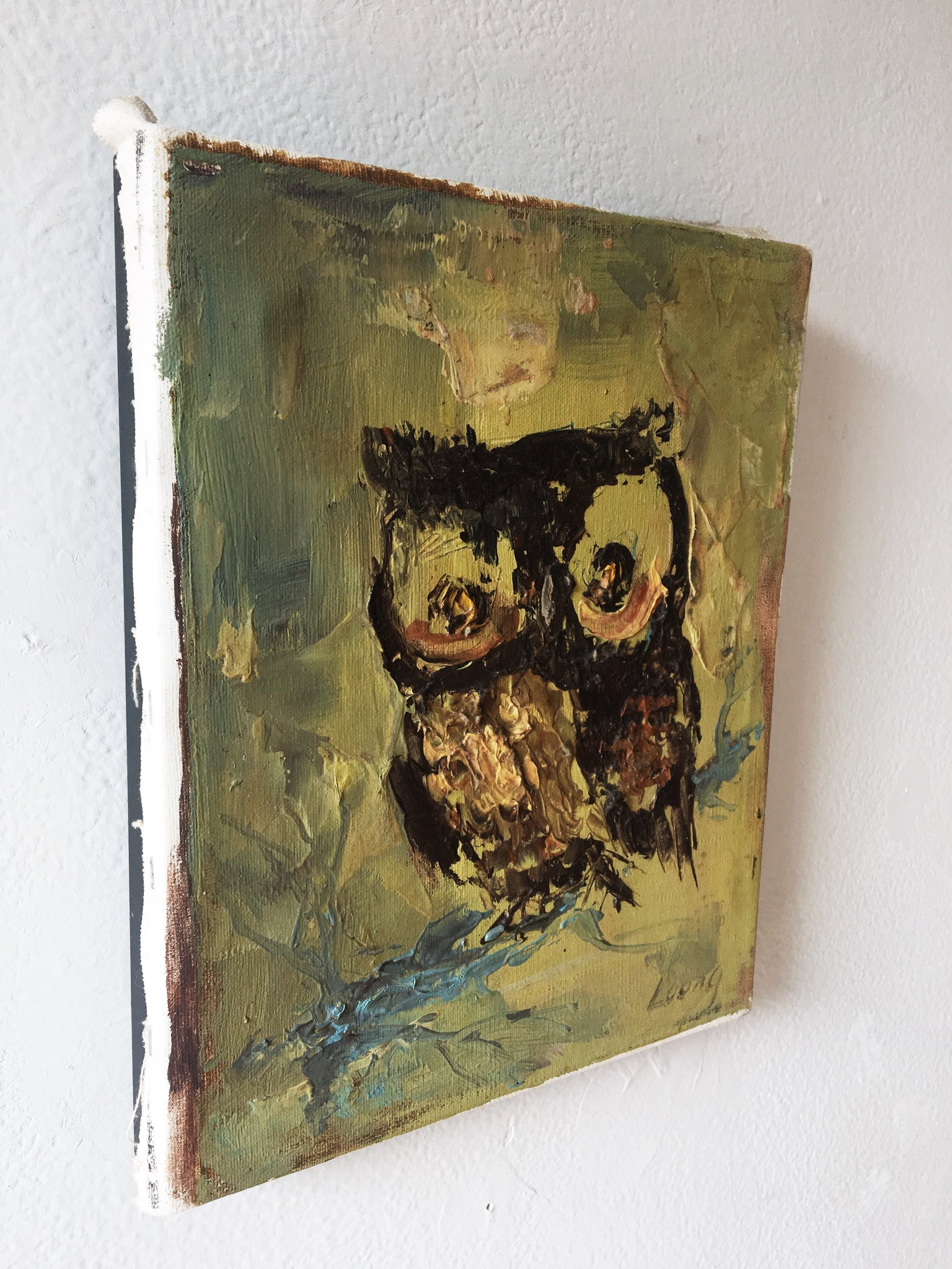 Vintage Owl Oil Painting