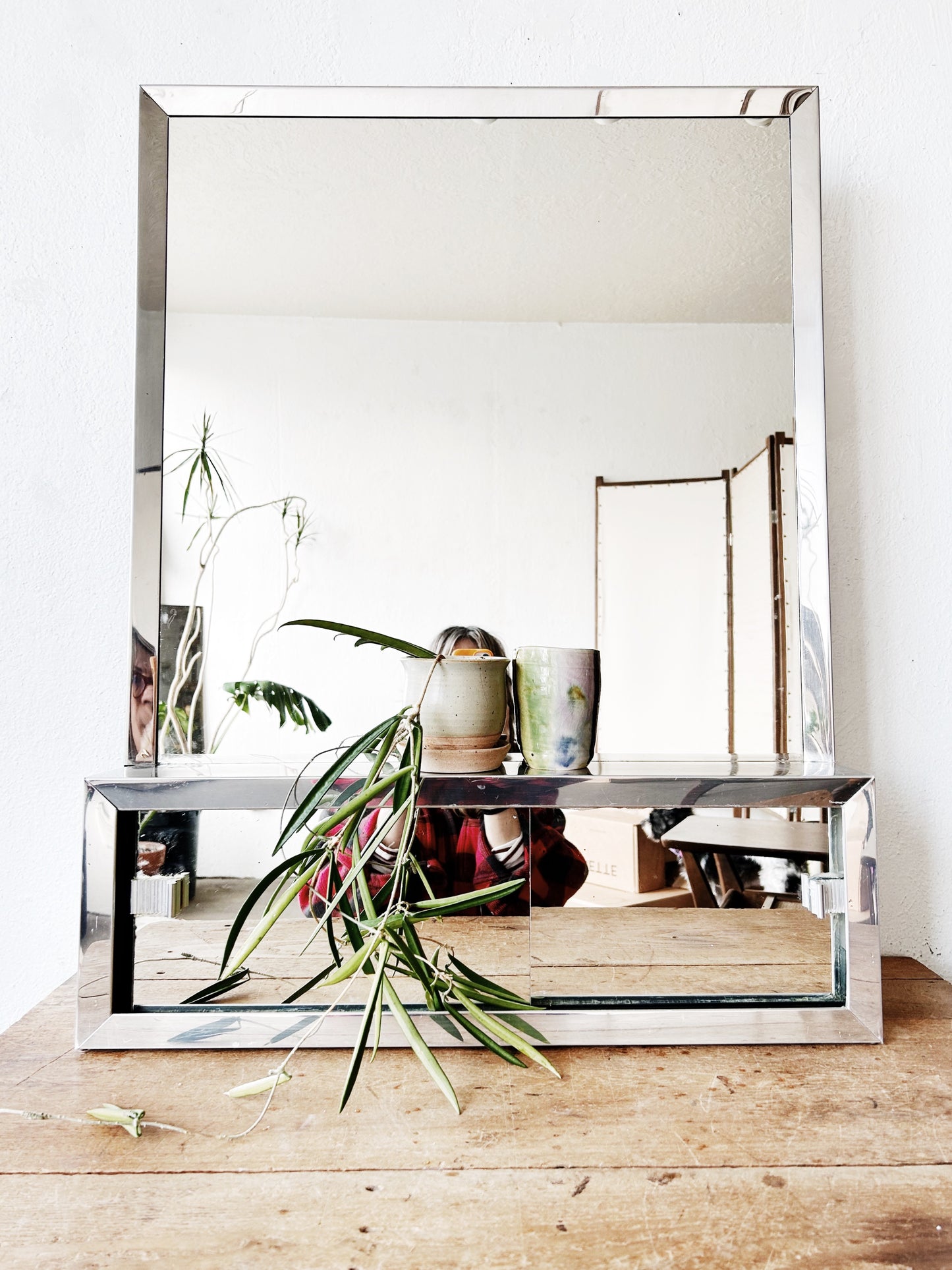 Mid Century Bathroom Mirror with Storage