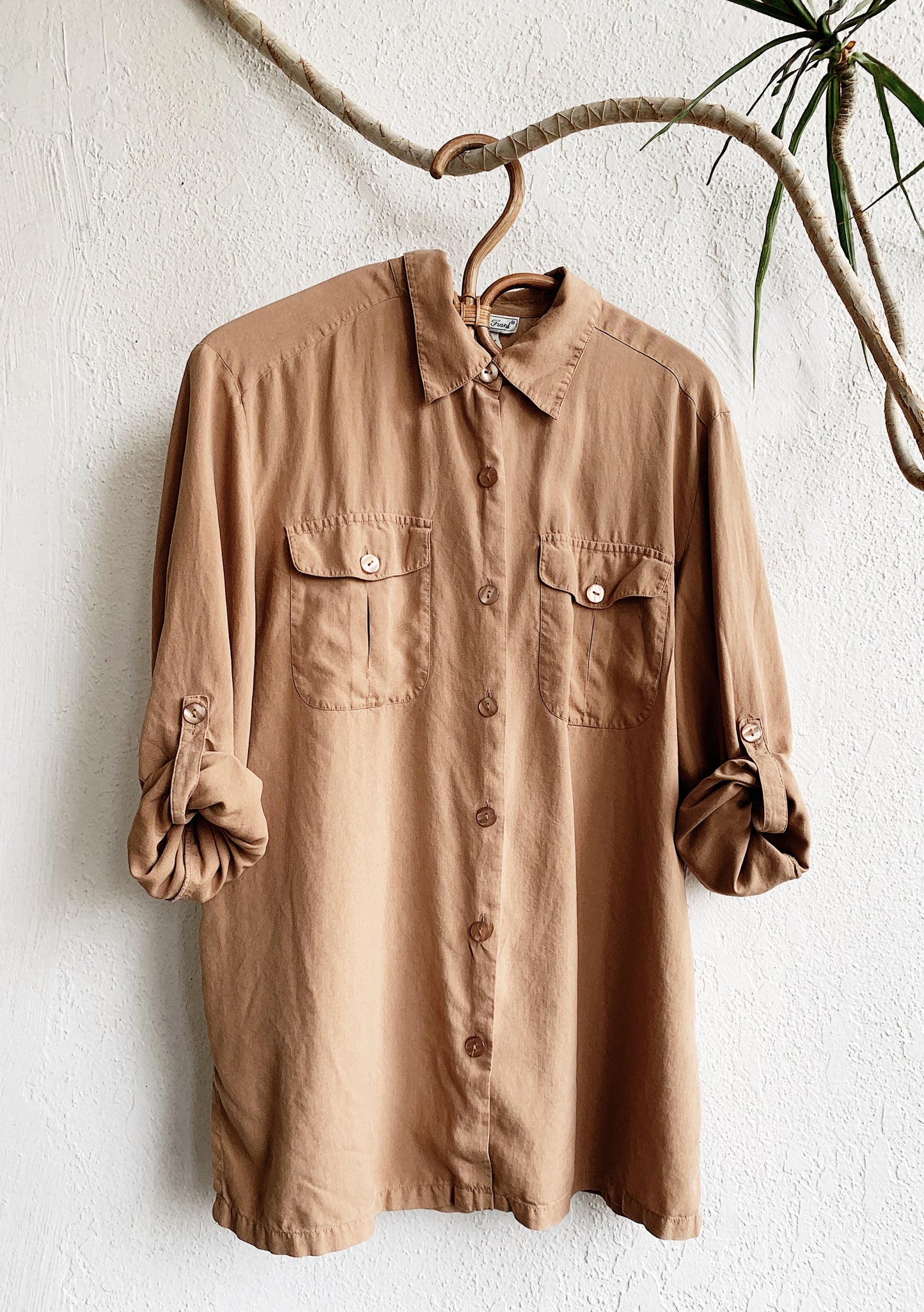 Vintage Tan Silk Blouse