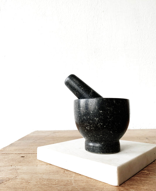 Black Granite Mortar and Pestle