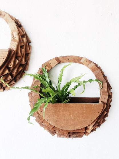 Large Vintage Wood Tramp Art Planter