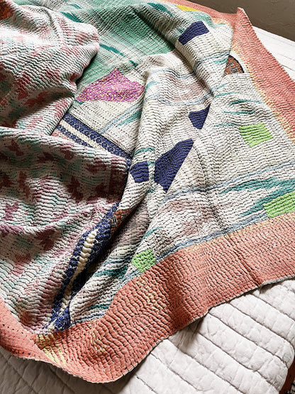 Handmade Cotton Kantha Quilt