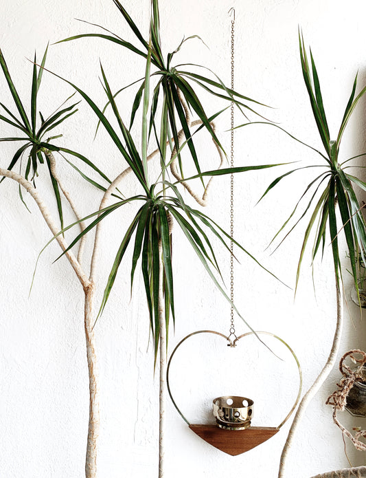 Vintage Brass Heart Plant Hanger