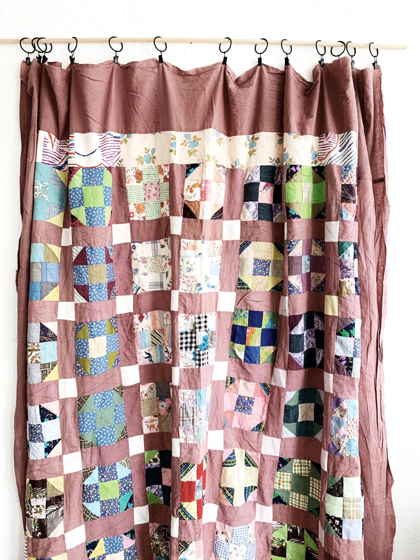 Vintage Hand Stitched Crazy Quilt Topper