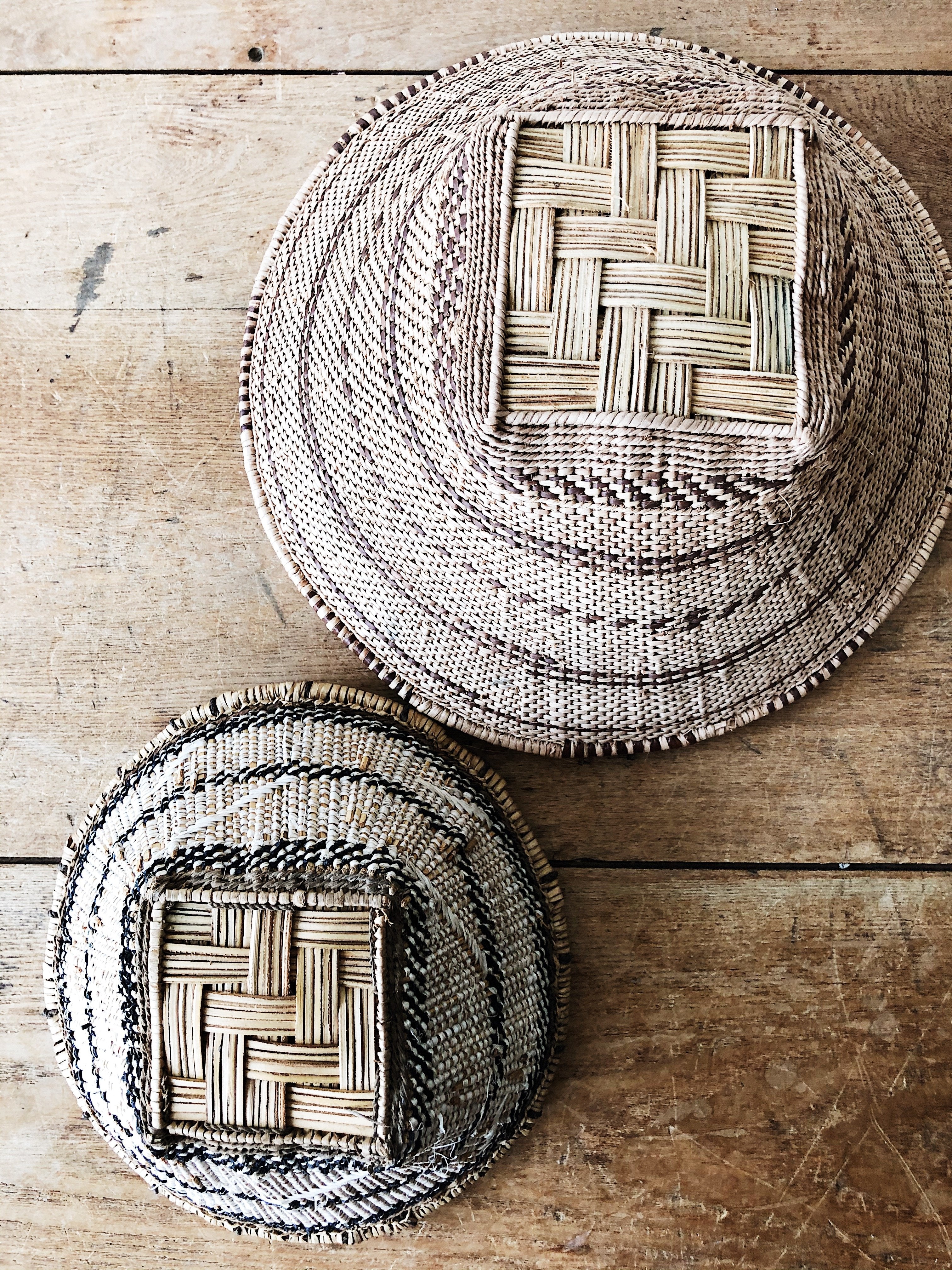 Vintage South African Woven Basket Pair - Thumbnail 2