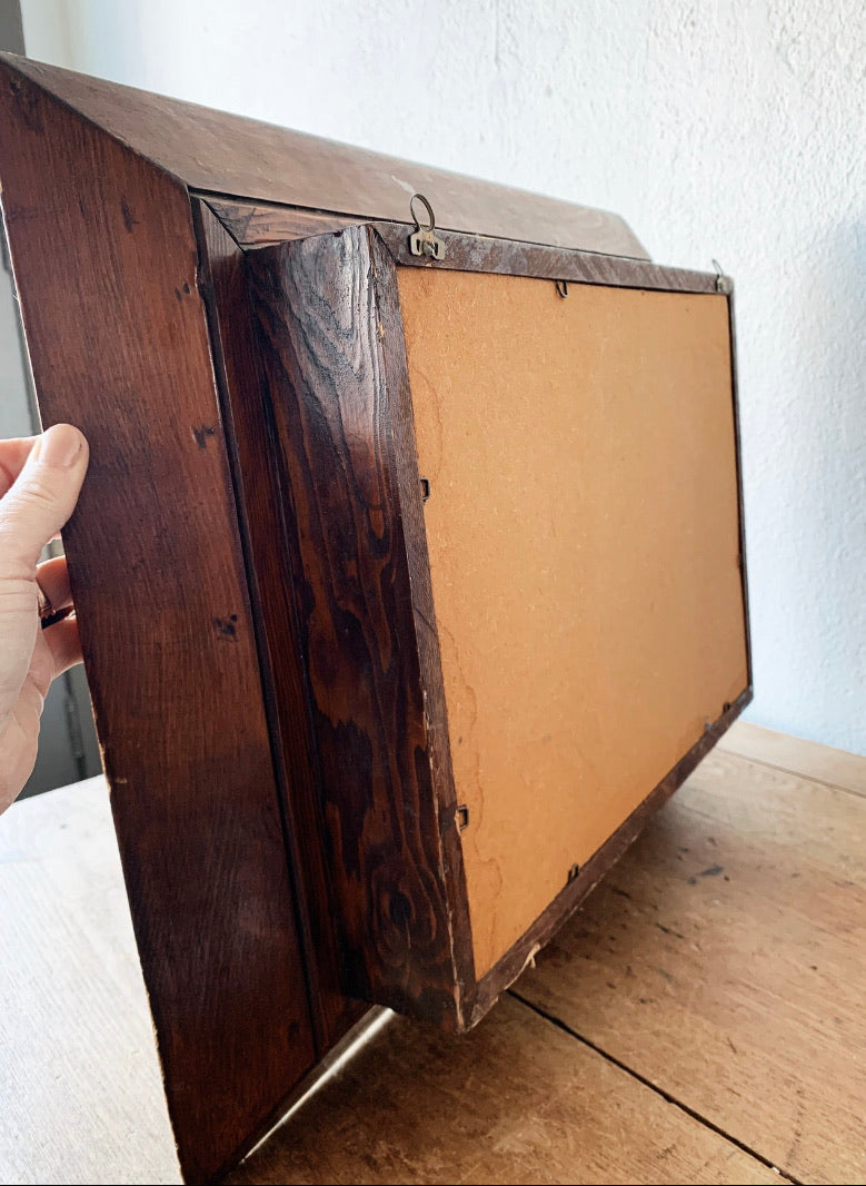 Vintage Wood Shadow Box Mirror