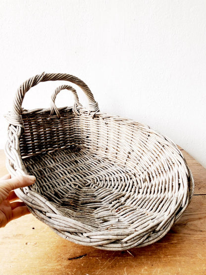 Vintage French Willow Gathering Basket