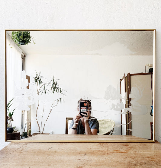 Vintage Etched Desert Landscape Mirror