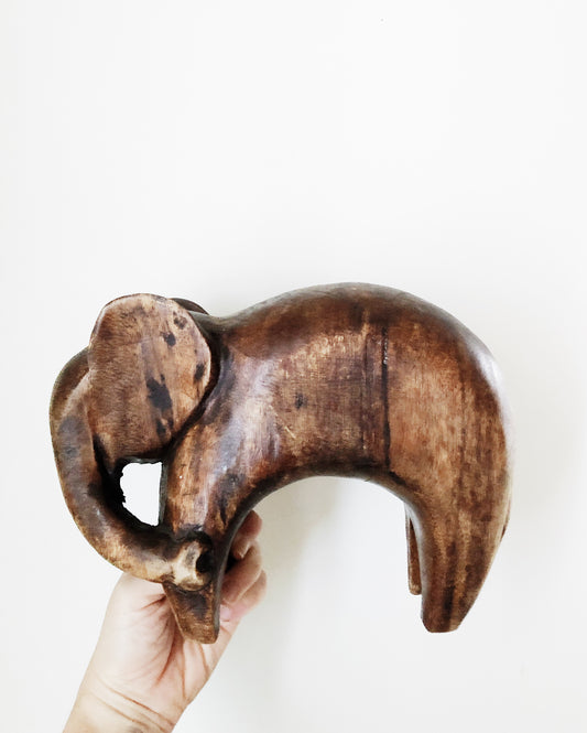 Vintage Carved Wood Elephant