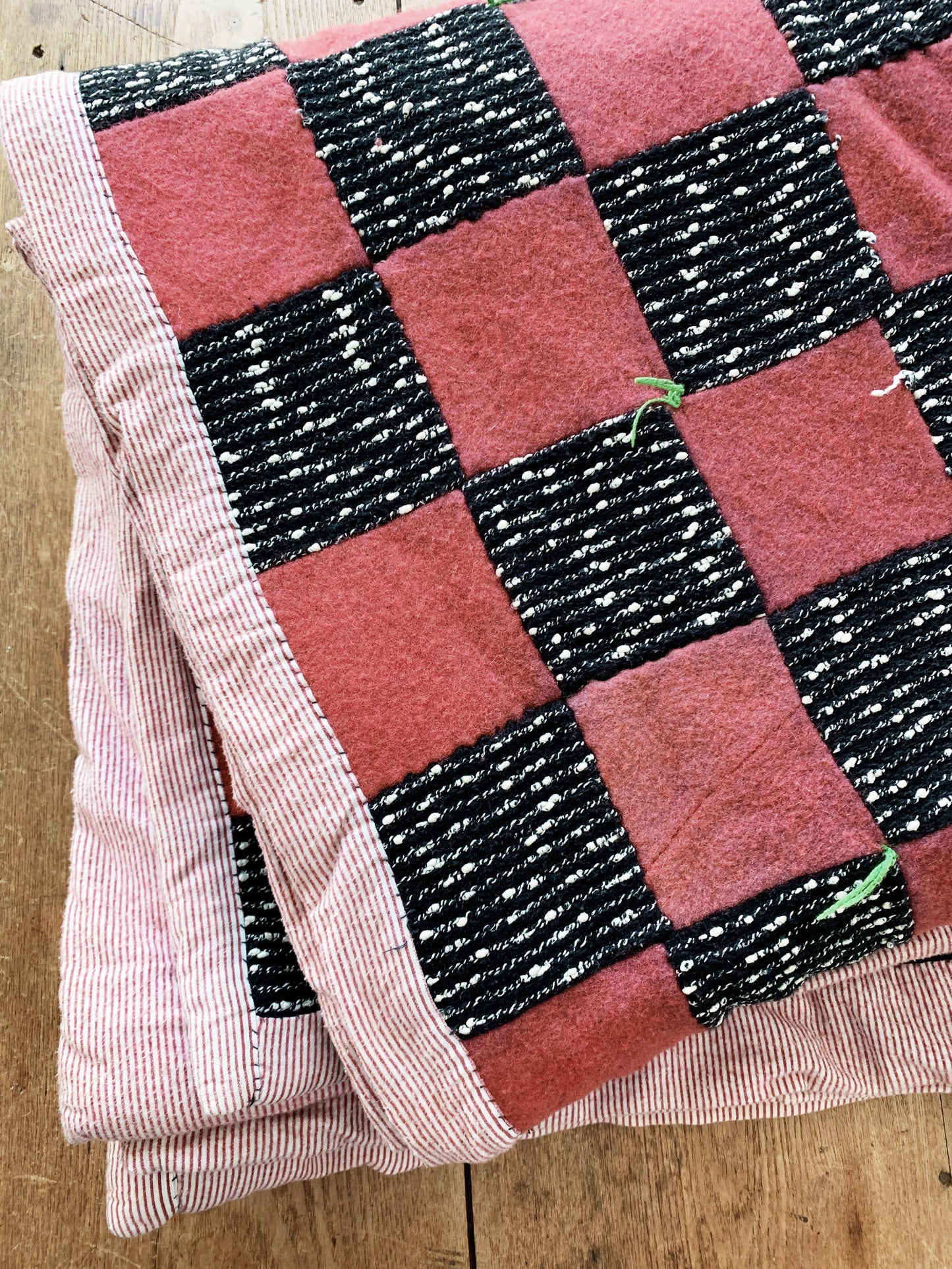 Vintage Wool and Cotton Patchwork Quilt