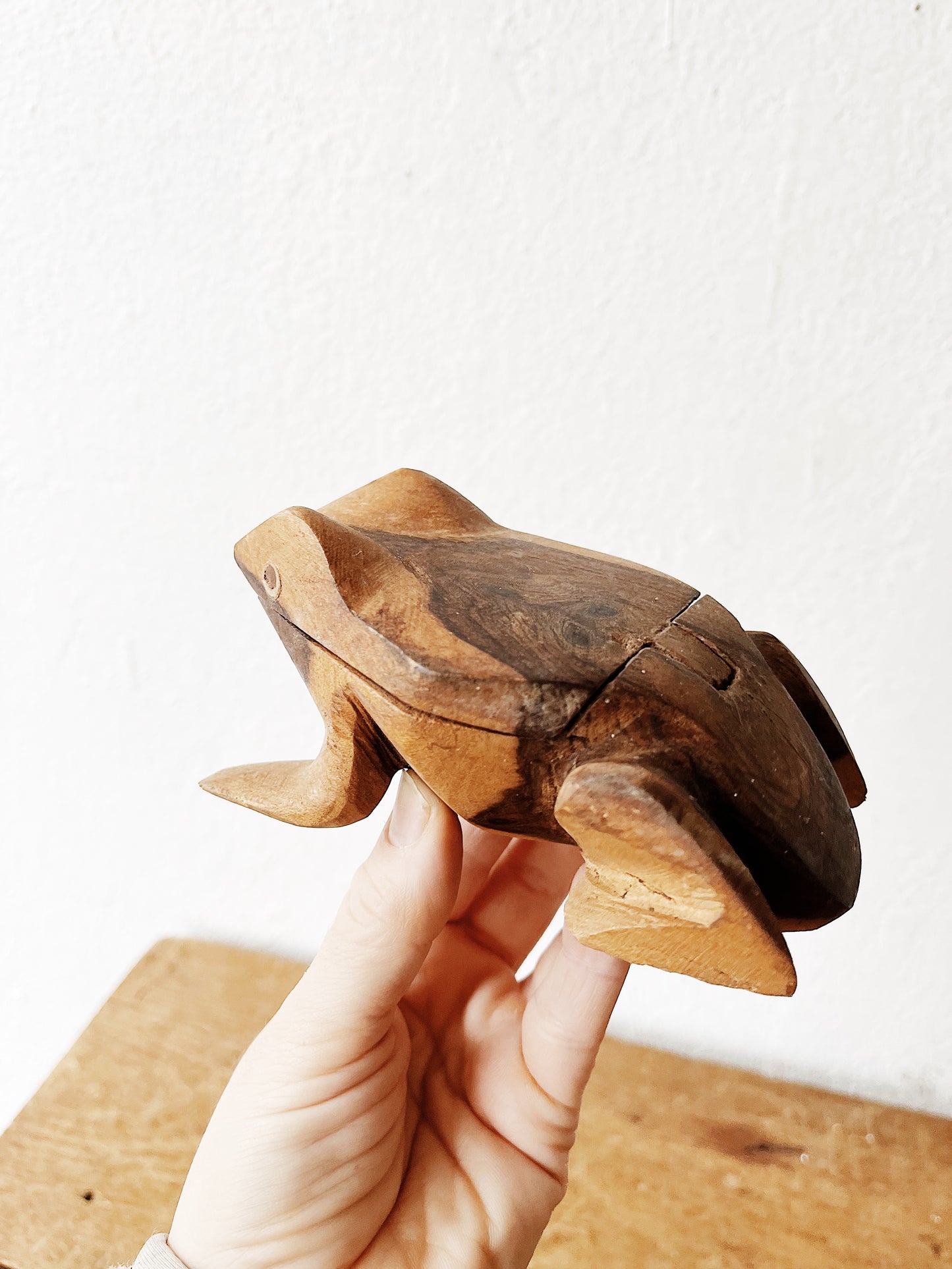 Carved Wood Frog Box
