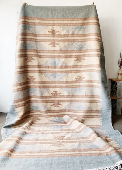 RESERVED Wool Dhurrie Rug/ Pozole Set