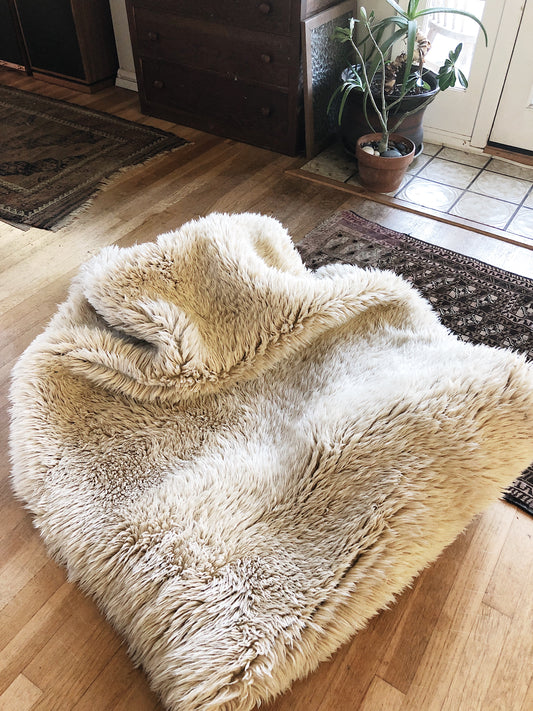 RESERVED SARAH Vintage Wool Flokati Rug