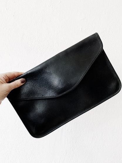 Michael Green Black Leather Clutch
