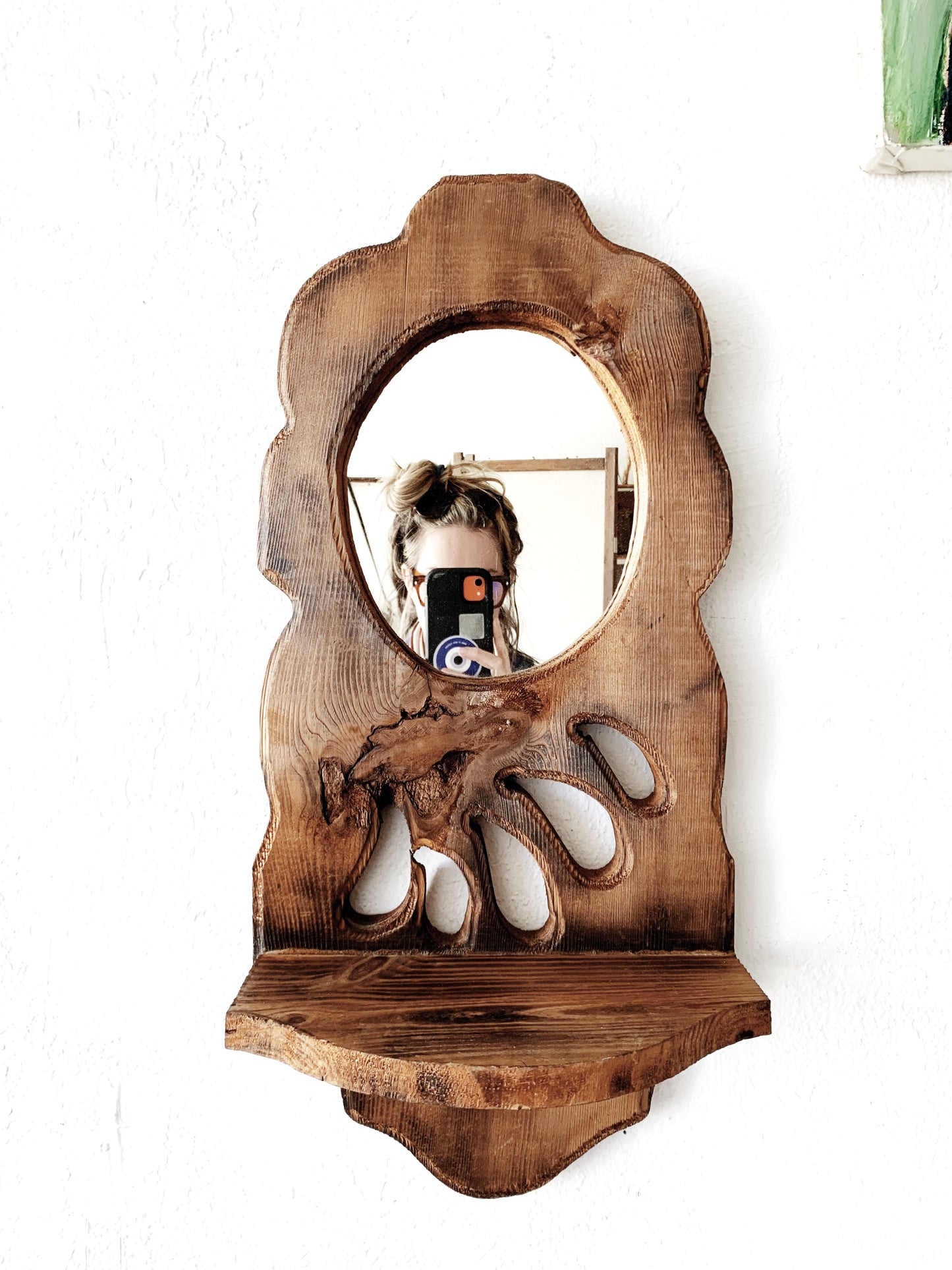 Hand Crafted Vintage Mirror Shelf