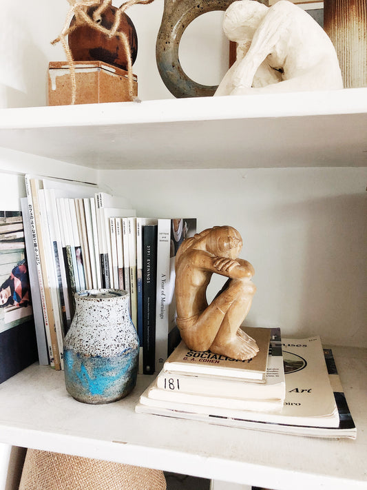 Vintage Wooden Dreamer Sculpture