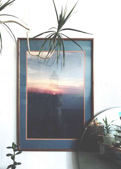 Large Vintage Framed Sunset Photo