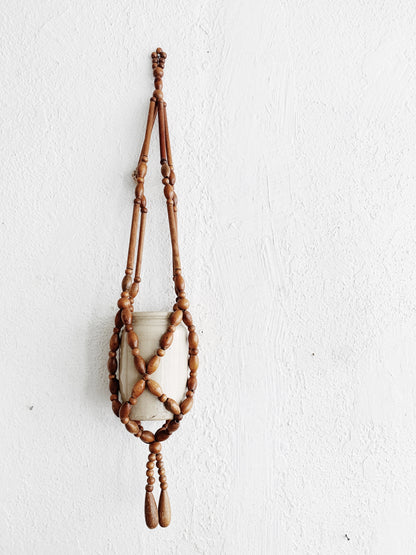 Vintage Beaded Plant Hanger with Crock
