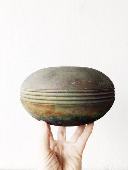 Handmade Raku Saucer Vase