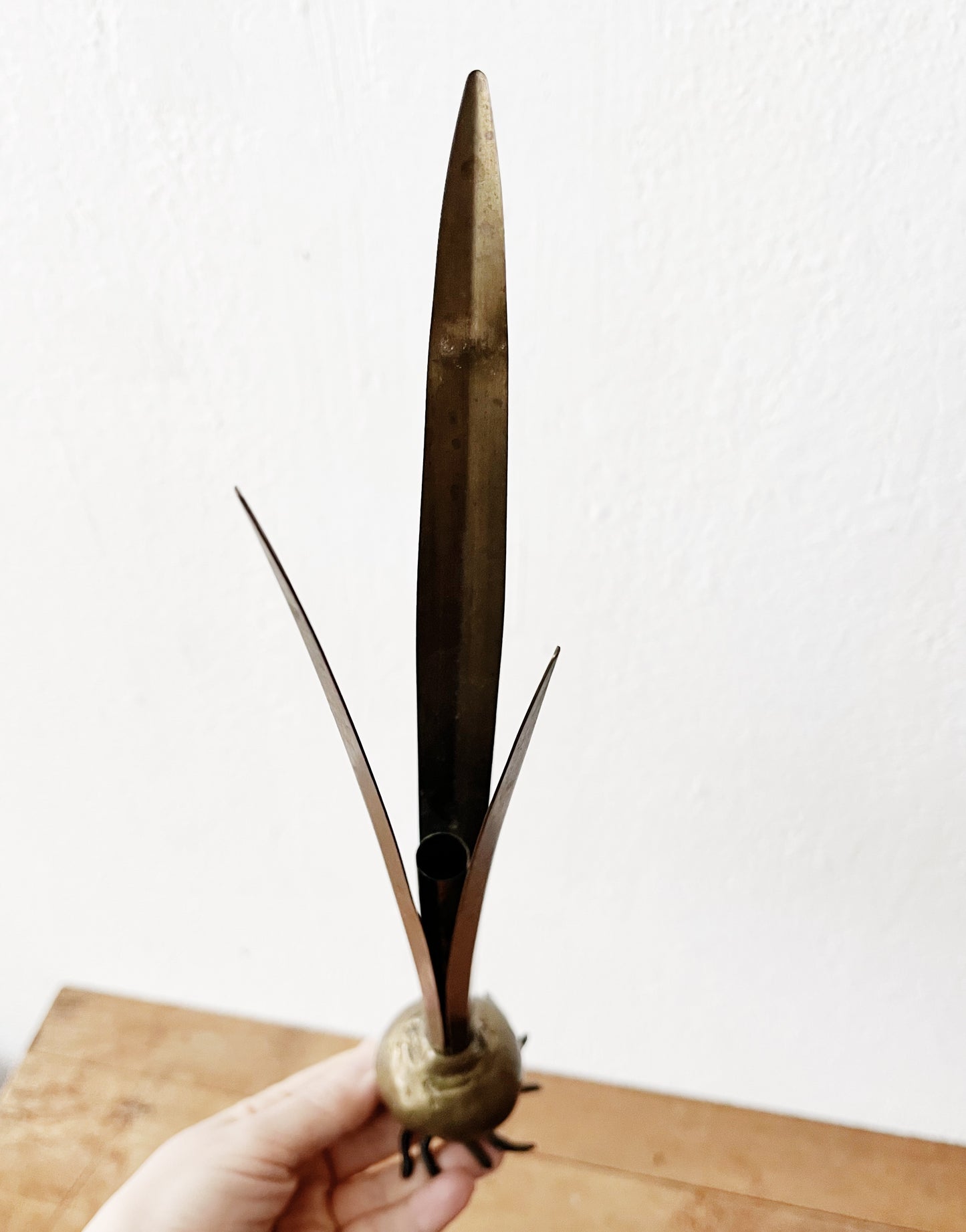 Vintage Aged Bronze Bud Vase