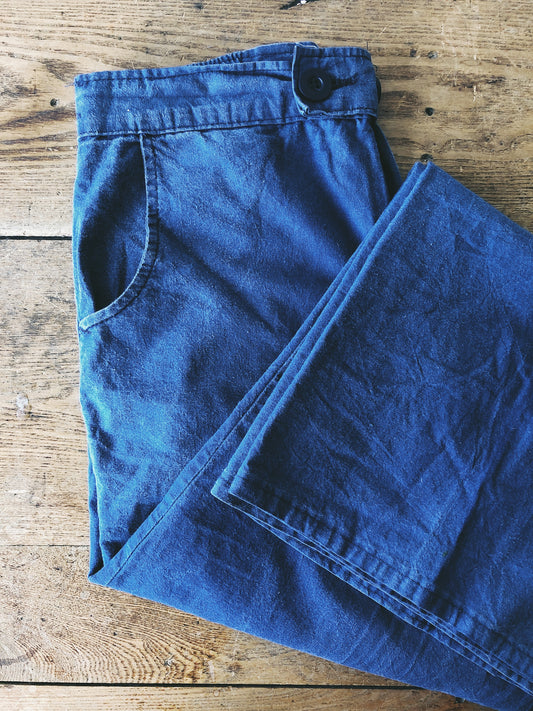 Vintage 1970s Wide Leg Cotton Trouser